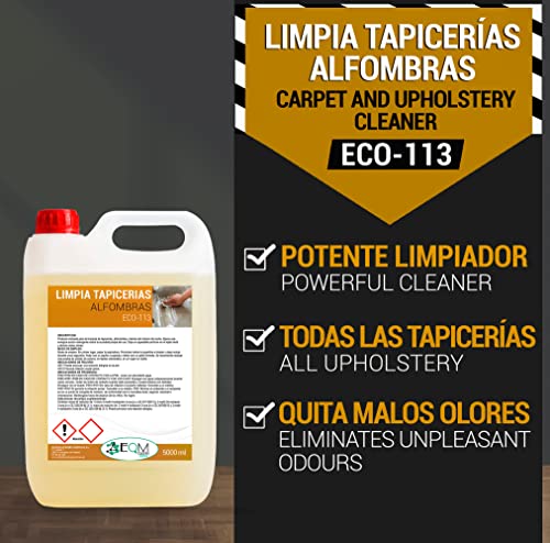 EQM SOLUCIONES QUIMICAS | ECO-113 | 5L | Limpia Tapicerias Coche Profesional | Elimina Manchas del Uso Cotidiano y Malos olores | Ideal para alfombras, tapicerías, moquetas, Cinturones de Seguridad