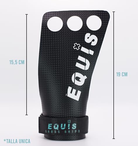 EQUIS GOVICENS Calleras para Cross Training. Grips Cross Training. Protección para Gimnasia y Calistenia (Negro 3 Holes)