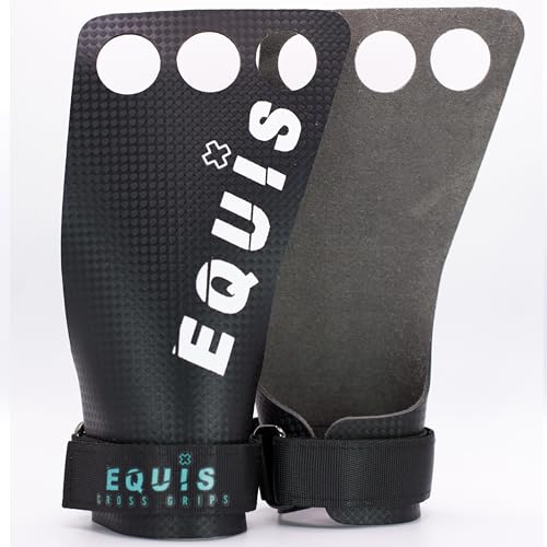 EQUIS GOVICENS Calleras para Cross Training. Grips Cross Training. Protección para Gimnasia y Calistenia (Negro 3 Holes)