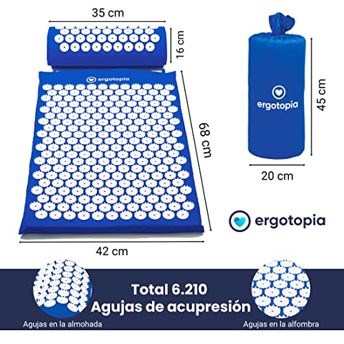 Ergotopia® Set de Esterilla de Acupresión con Cojín - Esterilla de Masaje para relajar los Músculos y Mejorar la circulación sanguínea