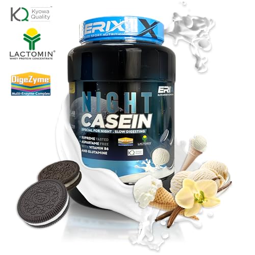 ERIX NUTRICION | CASEIN NIGHT 1 KG (GALLETA CHOCO) | Proteína Lenta Digestión para Antes de Dormir | Favorece la Recuperación Muscular