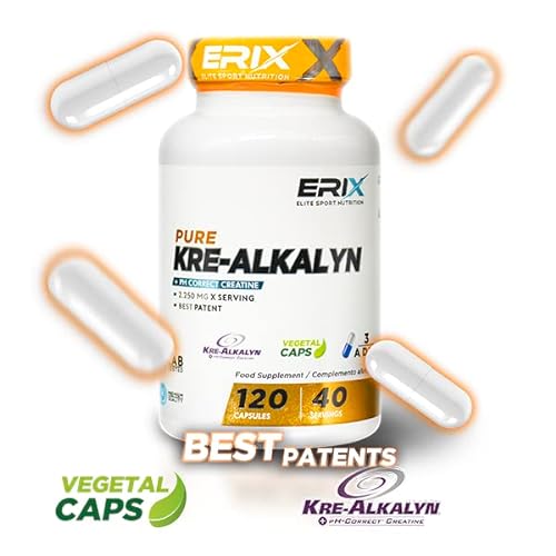 ERIX NUTRICION | KRE-ALKALYN 120 CAPS | CREATINA KREALKALINA | Ideal para Deportistas | Complemento para Aumentar la Fuerza | Absorción Mejorada | Ayuda Aumentar Masa Muscular