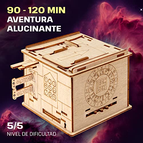 ESC Welt Space Box, Caja Rompecabezas de Madera con Compartimentos Ocultos para Adolescentes y Adultos - Caja Secreta para Jugar en Familia - Caja Escape Room para Fanáticos de los Rompecabezas