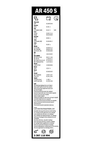 Escobilla limpiaparabrisas Bosch Aerotwin AR450S, Longitud: 450mm/450mm – 1 juego para el parabrisas (frontal)