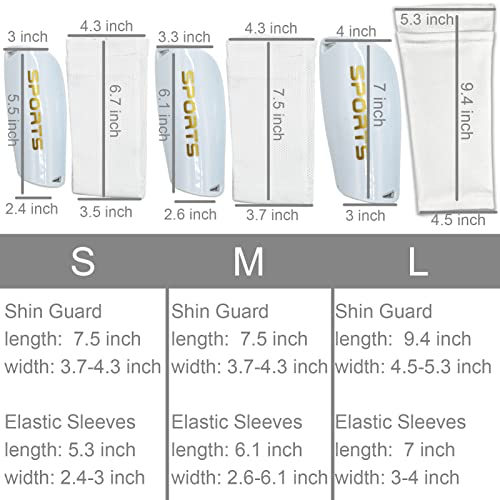Espinilleras de fútbol, Fútbol Espinilleras Calcetines, con Mangas Elásticas Protección Integral Niño Juventud Partido de Futbol, protección EVA Cushon Reduce Golpes y Lesiones-Talla S