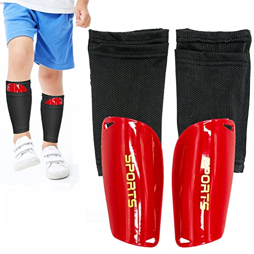 Espinilleras de fútbol, Fútbol Espinilleras Calcetines, con Mangas Elásticas Protección Integral Niño Juventud Partido de Futbol, protección EVA Cushon Reduce Golpes y Lesiones-Talla S