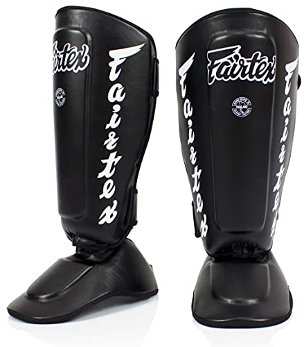 Espinilleras Fairtex SP7 Twister para Boxeo, Muay Thai, MMA; Desmontables (Negro, XL)