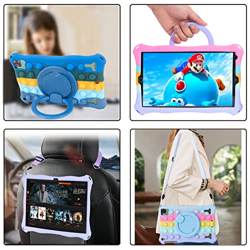 ESSTORE Funda Tablet 10" Universal para VANKYO MatrixPad S21, DUODUOGO P8/G12 Gowin P8, AOYODKG A32, Aitszon 10.1, Novel TTT 10 con Giratoria Mango Soporte/Hombro/Portalápices, Arco Iris Rosa