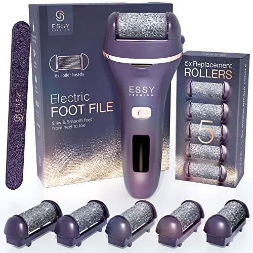 Essy Lima Eléctrica Quita Durezas para Pies Exfoliante Callos Pedicura Lima Recargable Profesional Pulidor de Callos Cuidado Talon con 5 Rodillos de Recambio