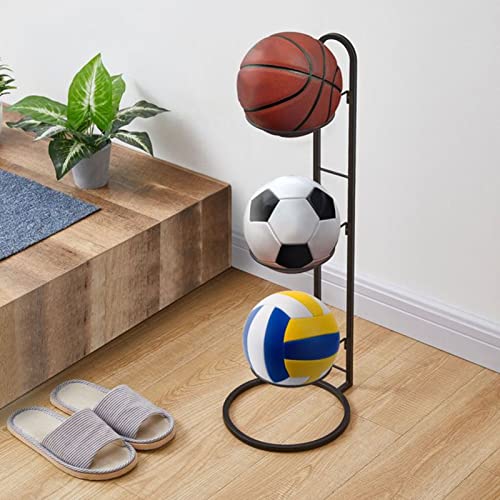 Estante De Pelota Vertical, Estante De Almacenamiento De Pelotas, 3 Capas Soporte Balón De Fútbol, Estante De Almacenamiento Portátil para Fútbol Y Baloncesto, Voleibol