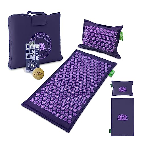 Esterilla Acupresion Kit - Alivia dolor en la espalda y cuello - Kit Esterilla de Acupresión con Almohada - ECO-friendly Esterilla de acupresión - Incluye bolsa para transportar