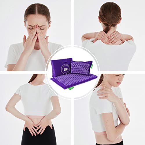 Esterilla Acupresion Kit - Alivia dolor en la espalda y cuello - Kit Esterilla de Acupresión con Almohada - ECO-friendly Esterilla de acupresión - Incluye bolsa para transportar