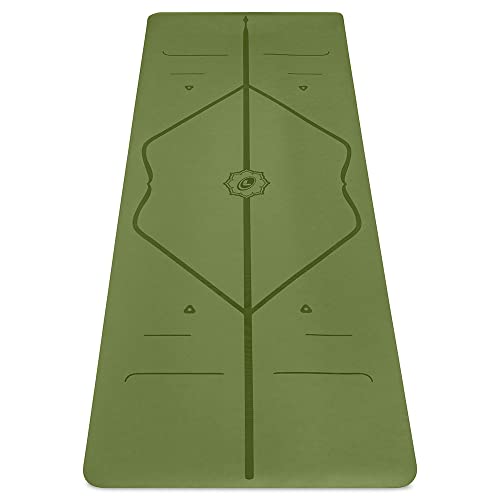 Esterilla de Yoga Liforme Original - Incluye Bolsa de Yoga - Sistema de Alineación Patentado, Antideslizante, Ecológica, Esterilla de 4,2 mm de Grosor para Mayor Comodidad - Verde Oliva