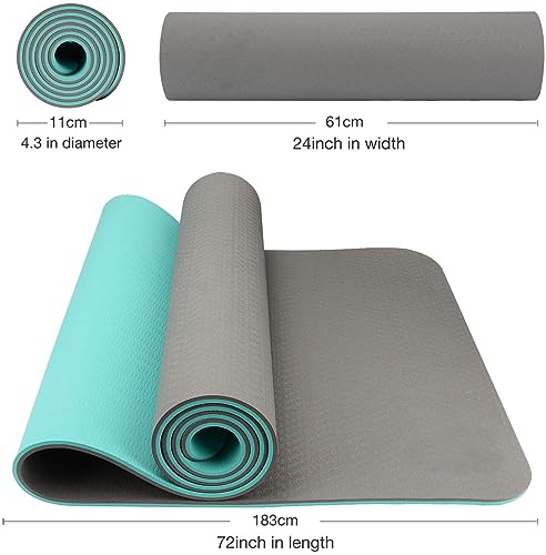 Esterilla De Yoga TPE Ecologica, M MU, Esterillia Deporte De Entrenamiento Antideslizante De Doble Cara De Alta Densidad, Tamaño Impermeable De 183 * 61 * 0,6CM Con Bolsa De Almacenamiento, Gimnasio