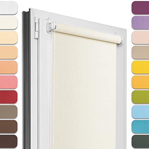 Estika® Estor para ventanas sin taladrar – 60 cm x 150 cm – perla – 25 colores de tela, montaje Klemmfix, para interior, protección visual para ventanas y puertas de balcón