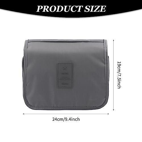 Estuche de aseo de viaje para colgar impermeable para neceser de maquillaje plegable, bolsa de maquillaje portátil, neceser de aseo para hombre y mujer (gris)