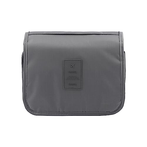 Estuche de aseo de viaje para colgar impermeable para neceser de maquillaje plegable, bolsa de maquillaje portátil, neceser de aseo para hombre y mujer (gris)