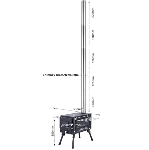 Estufa de Carpa Portátil,Estufa de Camping Plegable,Estufa de Leña Plegable Incluye Tubería de Acero Inoxidable de Chimenea,Material de Acero Laminado en Frío,Estufa de Calefacción al Aire Libre