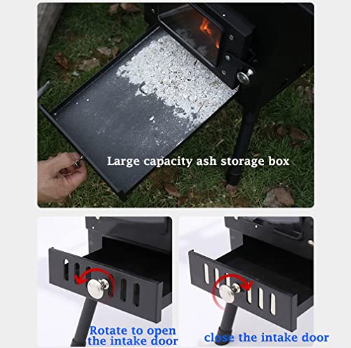 Estufa de Carpa Portátil,Estufa de Camping Plegable,Estufa de Leña Plegable Incluye Tubería de Acero Inoxidable de Chimenea,Material de Acero Laminado en Frío,Estufa de Calefacción al Aire Libre