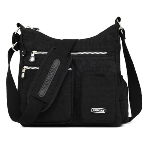 Estwell Bolso Bandolera Mujer Grande Bolso de Hombro Moda Impermeable Nailon Crossbody Bolso con Múltiples Bolsillo Casual Bolsa para Escuela Viaje Trabaja