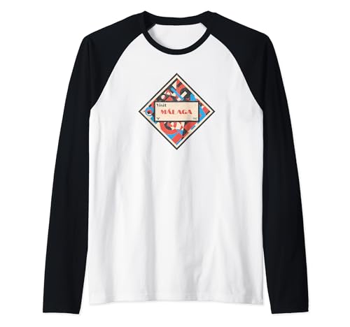 Etiqueta para maleta Art Deco de Málaga Camiseta Manga Raglan