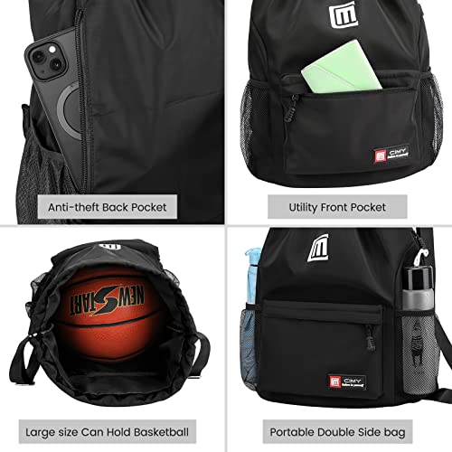 Eucomir Mochilas De Cuerdas, Mochila Deporte Mochila Gym De Malla Agua, Bolsa De Cordón Impermeable De Nylon Bolsa De Gimnasio Cordón Con Cremallera Exterior Para Deportes Vacaciones,Negro