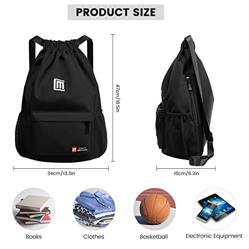 Eucomir Mochilas De Cuerdas, Mochila Deporte Mochila Gym De Malla Agua, Bolsa De Cordón Impermeable De Nylon Bolsa De Gimnasio Cordón Con Cremallera Exterior Para Deportes Vacaciones,Gris