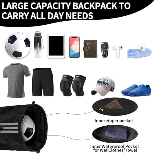 EULANT Mochila Futbol con Zapatillero,Impermeable Bolsa Deporte para Balonmano Voleibol Natación Entrenamiento Senderismo Campamento Compras Playa Escolar,Separación Seca y Húmeda