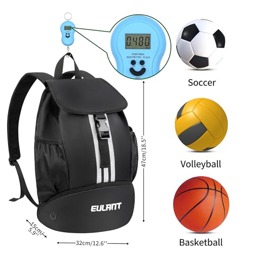 EULANT Mochila Futbol con Zapatillero,Impermeable Bolsa Deporte para Balonmano Voleibol Natación Entrenamiento Senderismo Campamento Compras Playa Escolar,Separación Seca y Húmeda