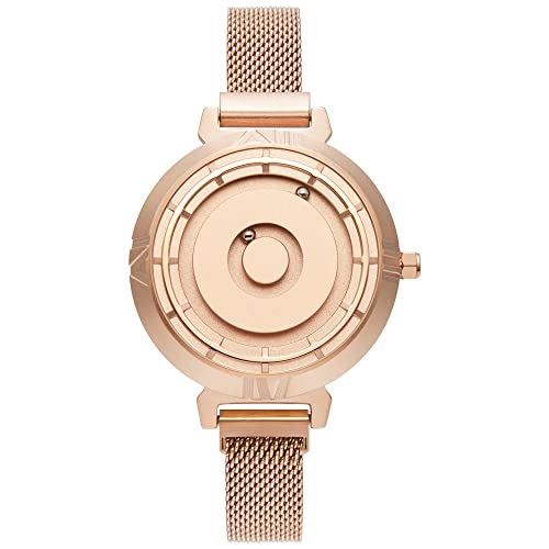 EUTOUR Reloj Mujer Magnetico Elegante Designer Minimalista Cuarzo Sin Vidrio Rodamiento de Bolas Relojes de Pulsera para Mujeres con Correa de Acero Inoxidable Dorado