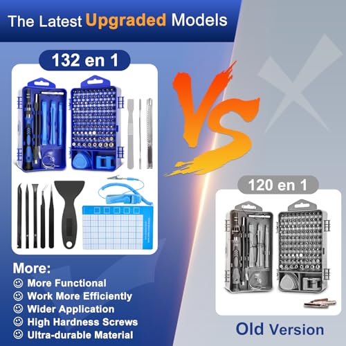 Eventronic 132 en 1 Juego de Destornilladores de Precisión Magnéticos Profesionales, Kit de Destornillador de Reparación Portátil para Teléfono Móvil, Tableta, PC, Computadora Portátil, Relojes