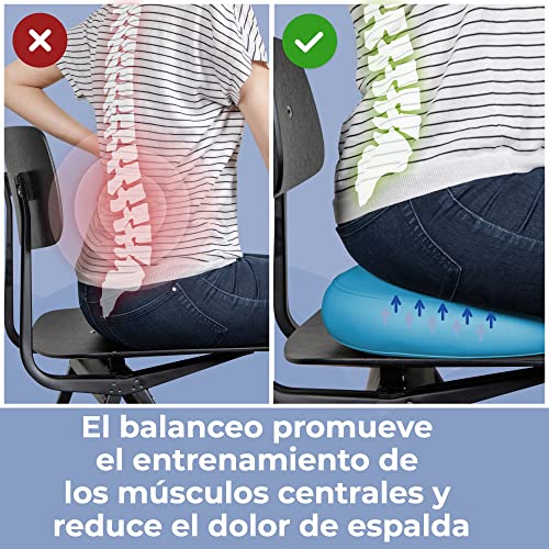 EVEREST FITNESS Cojín de Aire, Relleno de Aire, diámetro de 33 cm, Incluye Bomba de Aire, cojín de Equilibrio, cojín de Entrenamiento, cojín de Asiento y Respaldo