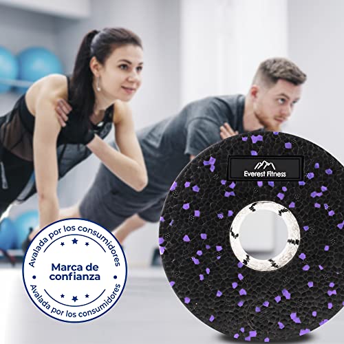 EVEREST FITNESS Rodillo fascial de 30 cm in Negro/Morado de dureza media