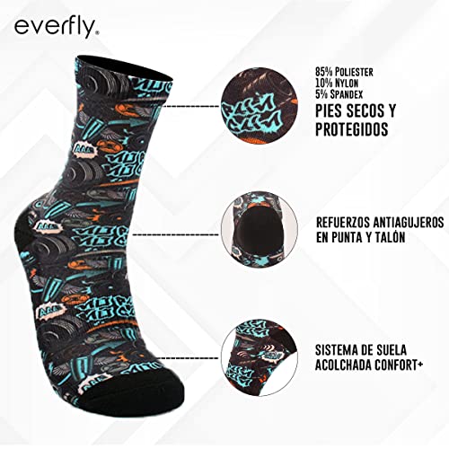 EVERFLY Calcetines Crossfit - Calcetines Hombre Divertidos Mujer - Media Caña Deporte Gimnasio Padel Baloncesto Ciclismo Running Futbol Senderismo - Tecnico Amortiguacion - Regalo Ropa (NoPain, 41-45)