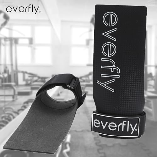 Everfly Calleras para Crossfit - Grips Sin Agujeros Fibra de Carbono – Guantes Gimnasio Hombre Mujer Protección de Manos - Diseño Ergonómico - Guantes Gym Pesas Fitness Halterofilia (E)