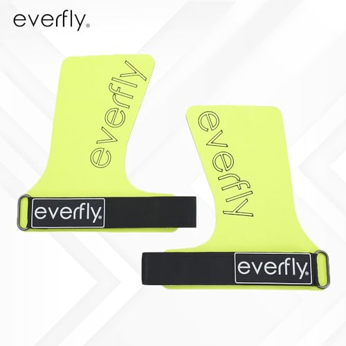 Everfly Fluor Calleras para Crossfit - Grips Sin Agujeros Microfibra Técnica – Guantes Gimnasio Hombre Mujer Protección de Manos - Diseño Ergonómico - Guantes Gym Pesas Fitness Halterofilia (E)