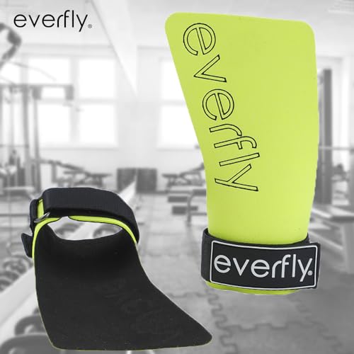 Everfly Fluor Calleras para Crossfit - Grips Sin Agujeros Microfibra Técnica – Guantes Gimnasio Hombre Mujer Protección de Manos - Diseño Ergonómico - Guantes Gym Pesas Fitness Halterofilia (E)