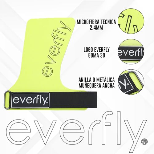 Everfly Fluor Calleras para Crossfit - Grips Sin Agujeros Microfibra Técnica – Guantes Gimnasio Hombre Mujer Protección de Manos - Diseño Ergonómico - Guantes Gym Pesas Fitness Halterofilia (E)