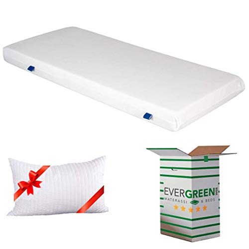 EvergreenWeb - Colchón 85x195 de espumación Alto 15 cm + Almohada Viscoelástica Gratiuita, Revestimiento en Air Space, Tejido Transpirable, Ortopédico, para Todas Camas - Blanco