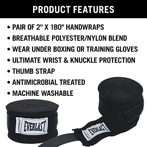 Everlast 120 Vendas De Boxeo, 3 Metros, Negro