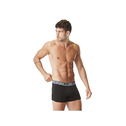 Everlast Boxer Hombre Ultra-Suave, Calecon Hombre, Sujeción Antideslizamiento, Ajuste Perfecto (Juego de 4), Negro , L