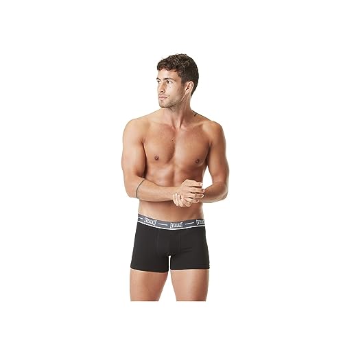 Everlast Boxer Hombre Ultra-Suave, Calecon Hombre, Sujeción Antideslizamiento, Ajuste Perfecto (Juego de 4), Negro , L