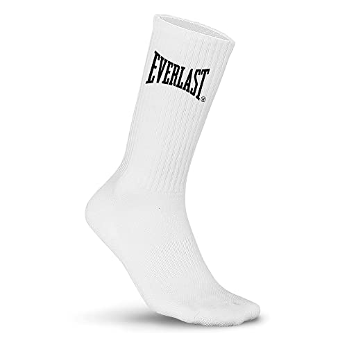 Everlast Calcetines Altos Deportivos 10 Pares, Blanco/Negro, 39-42 Unisex Adulto