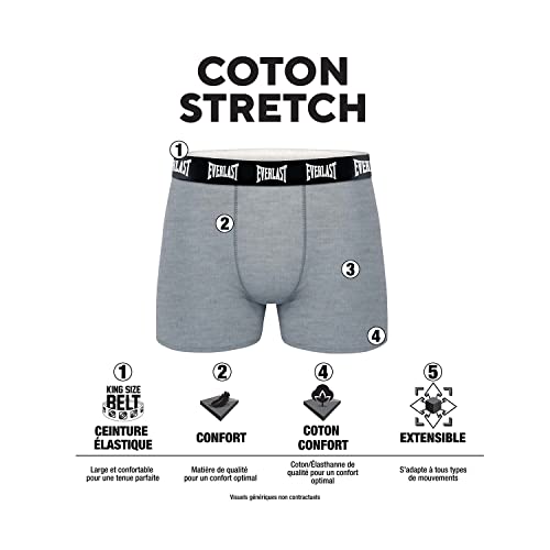 EVERLAST Calzoncillos Hombre Boxer Stretch, Ropa Interior Hombre, Cómodo, Ajuste Óptimo (Lote de 5)