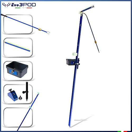 Evo3POD - Estación de pesca SurfCasting con estaca de 150 cm, soporte para accesorios, señalizador de picado, tendedero lateral, bandeja de plástico profundo, tubo para agujas - Color rojo