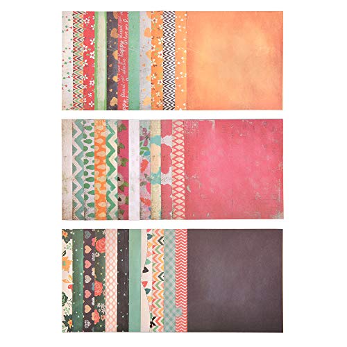 Ewtshop® 3 blocs de 36 hojas cada uno, papel de diseño, papel para manualidades, papel decorativo, 108 hojas, 36 diseños