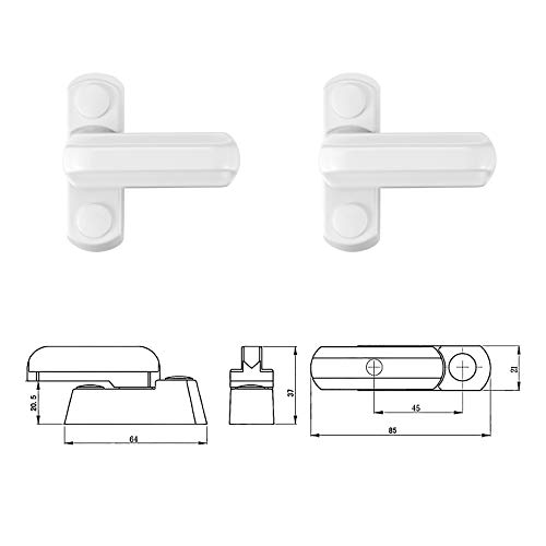 Ewwtrey 4 Piezas Cerradura de Seguridad, Bloqueo para Ventanas Tipo T, Cierre de Ventanas Seguridad Restrictor de Puerta y Ventana Aluminio, Window Jammer Locks Sash Blocker para UPVC, PVC