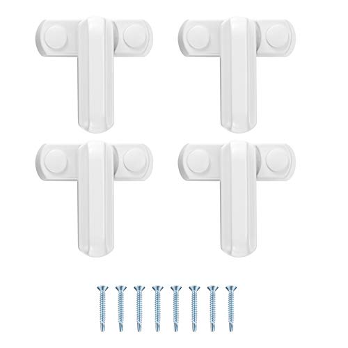 Ewwtrey 4 Piezas Cerradura de Seguridad, Bloqueo para Ventanas Tipo T, Cierre de Ventanas Seguridad Restrictor de Puerta y Ventana Aluminio, Window Jammer Locks Sash Blocker para UPVC, PVC