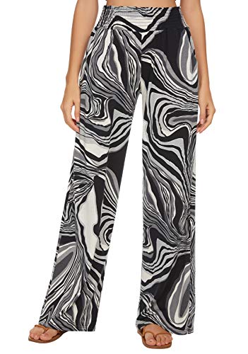 EXCHIC Mujer Cintura Elástica Boho Pantalones Haram Playa Casual Hippie Pantalón con Bolsillos (L, Series 2#12)