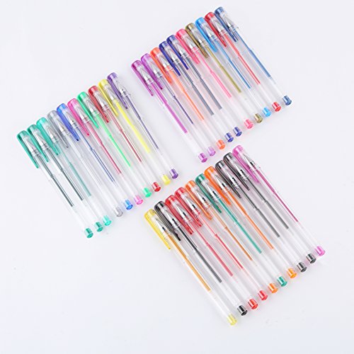 Exerz Bolígrafos de gel de colores 30pz dentro de estuche plástico, esferos con bolígrafo de tinta fina, color vibrante, incluye esferos con tonos de escarcha, neón, metálicos, y clásicos